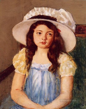  hijo Obras - Francoise con un gran sombrero blanco madres hijos Mary Cassatt